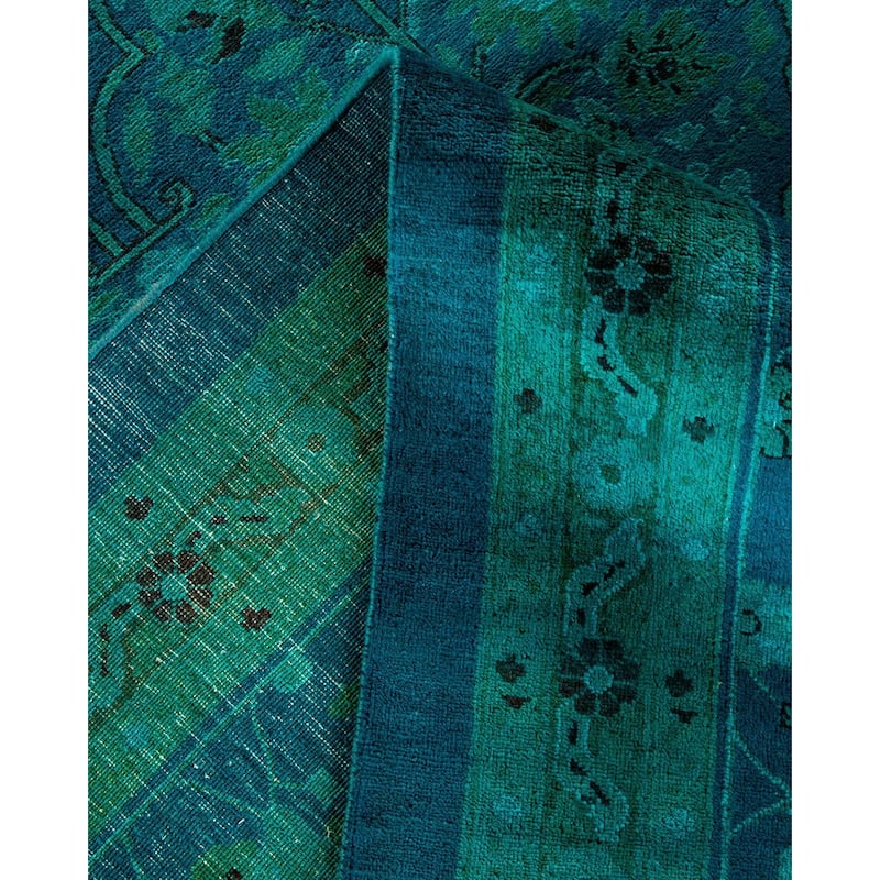 Overton Handknotted Wool Vintage Inspired Contemporary Overdyed Blue Area Rug - 17' 2" x 12' 3"