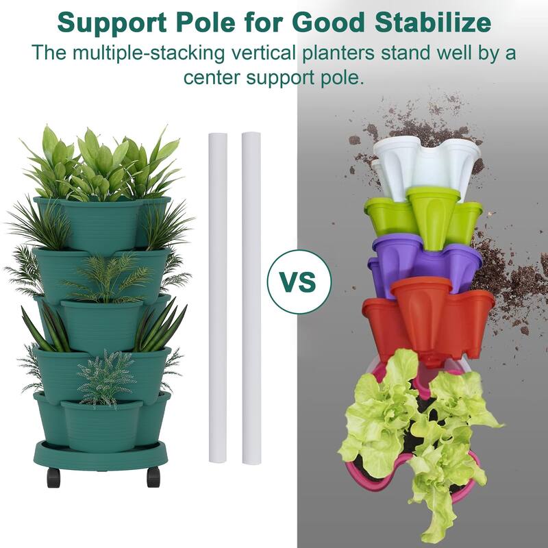 Vertical Strawberry Planter 5 Tier Hanging Vertical Gardening Planter Stackable Garden Tower Pot for Strawberries Flowers