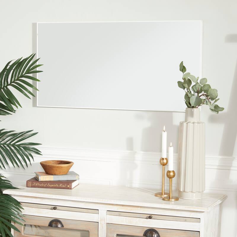 Contemporary Rectangular Wall Mirror - Multiple Finishes and Sizes - 18"W, 36"H - White - Extra Large
