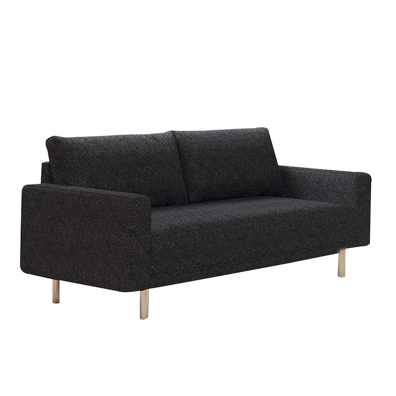 Remy Loveseat, Black Boucle, Bench-Style Seating, Gold Legs, 63 Inch