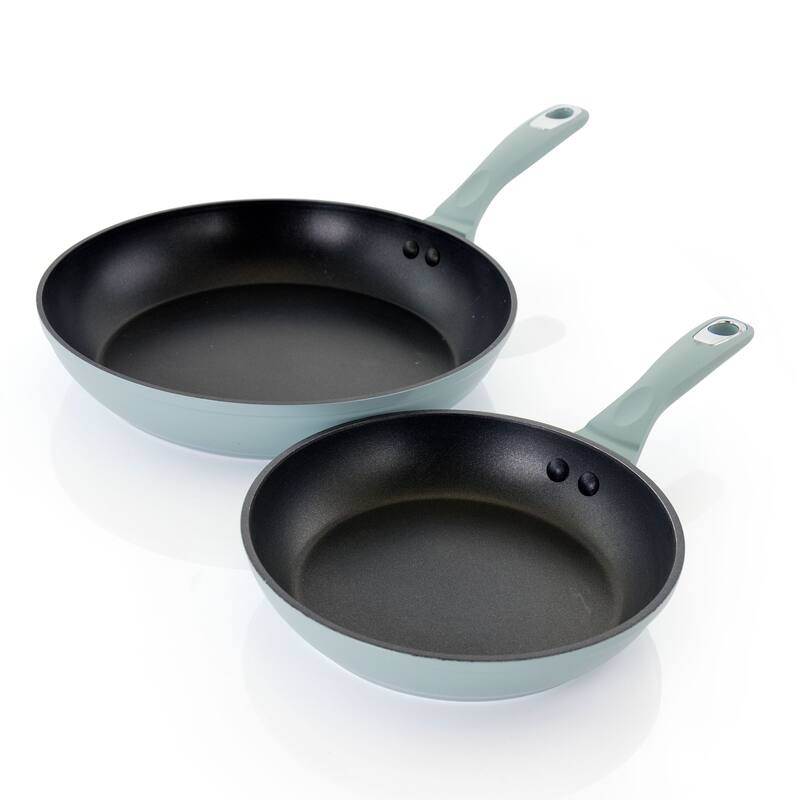 2 Piece Aluminum Nonstick Frying Pan Set in Light Azure