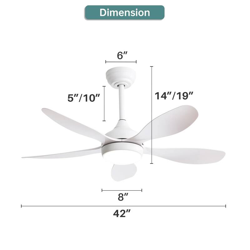 42" Integrated LED Indoor/Outdoor White Ceiling Fan with Light Kit and Remote Included