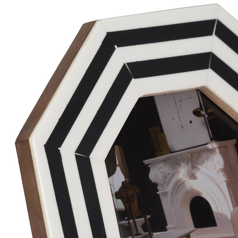 Resin Contemporary Octagon Photo Frame - Black