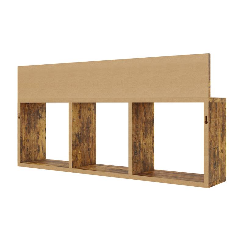 Danya B. Modern 3-Cube Floating Cubby Wall Shelf with Display Ledge