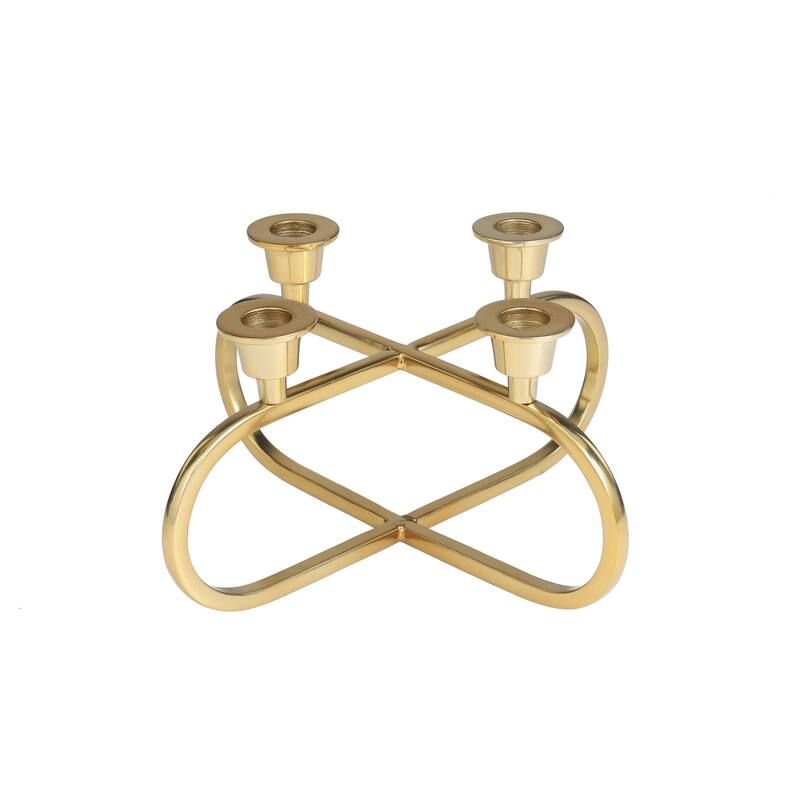 Stainless Steel Metal Geometric Overlapping Oval Candelabra - Gold - CosmoLiving by Cosmopolitan