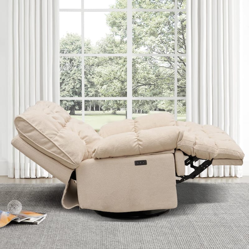 360° Swivel Electric Rocker Recliner, Plush High Backrest, Spacious Seat, Multiple Recline Positions for Ultimate Comfort