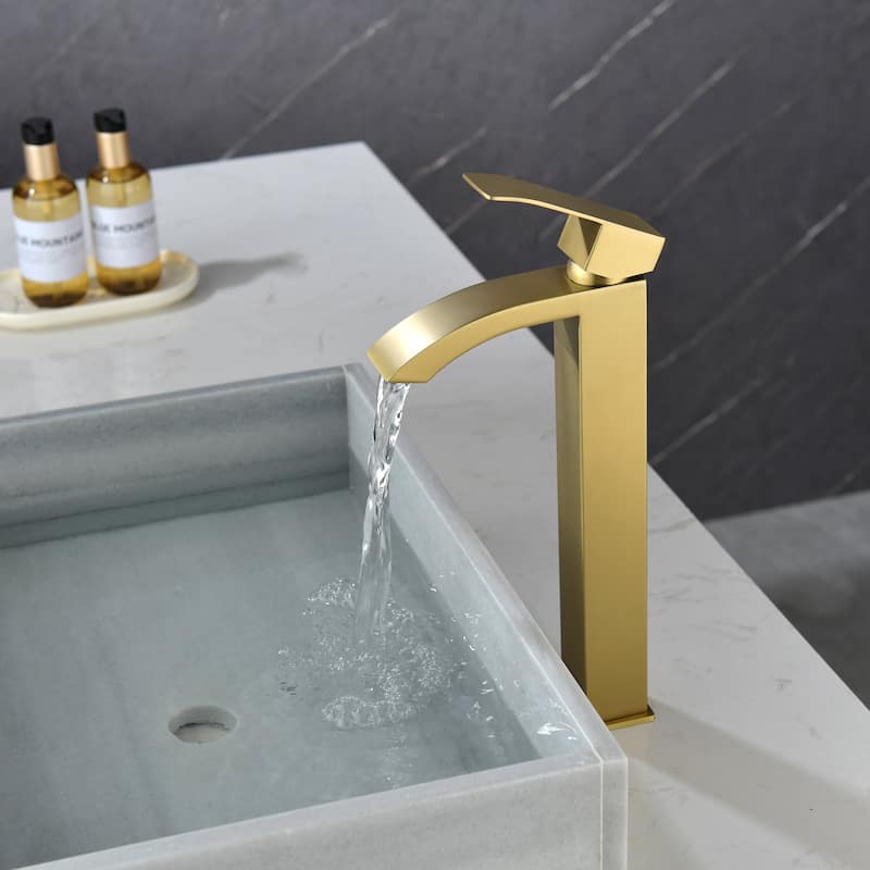 Single Handle Deck Mount Bathroom Faucet - 3"13" - Gold