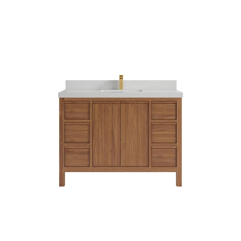 Willow Collections 48 in. W x 22 in. D Elizabeth Solid Teak Single Sink Bathroom Vanity with Countertop