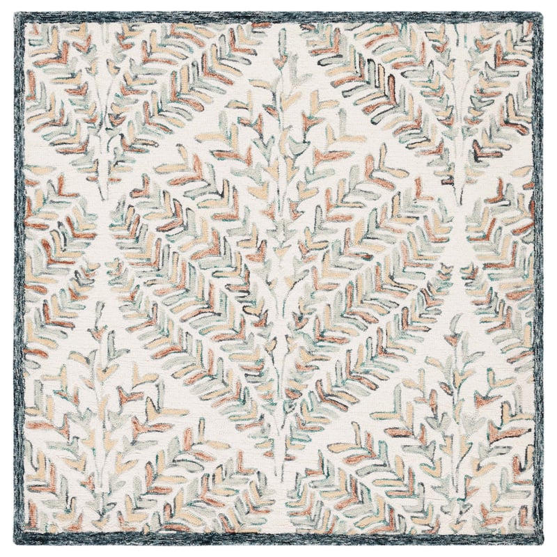 SAFAVIEH Handmade Capri Kert Wool Rug - 5' Square - Ivory/Green