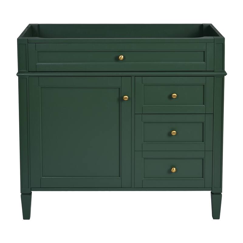Roomfitters 36'' Bathroom Vanity, Modern Freestanding Storage Cabinet with 2 Drawers and Tip-Out Compartment, Solid Wood Frame