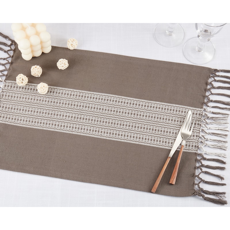 Cotton Placemats With Stripe Design - 14"x20"