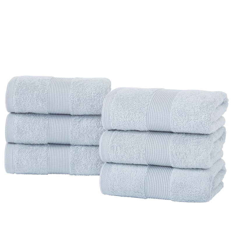 Fabstyles Luxury Hand Towels 16 x 28 Inches Set of 6 - 16x28 - Silver