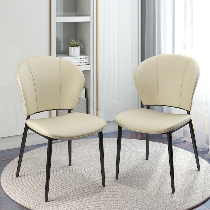 Dining Chairs Set of 2, PU Leather Seat Cushion, Modern Kitchen Chairs for Bedroom Dining Room