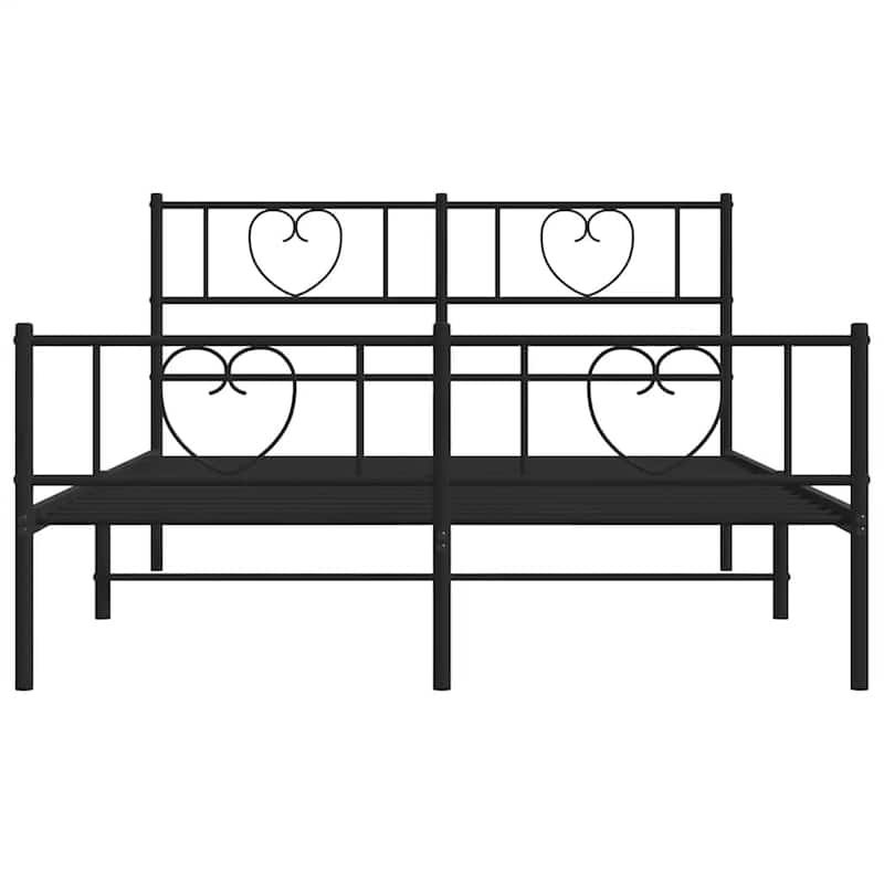 vidaXL Full Metal Bed Frame with Headboard, Black, No Mattress - 77.2" x 55.9" x 35.4"