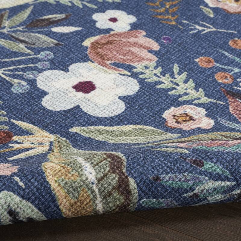 Power Loomed Floral Traditional Non Skid Low Pile Area Rug - 72' X '48' X '0.25