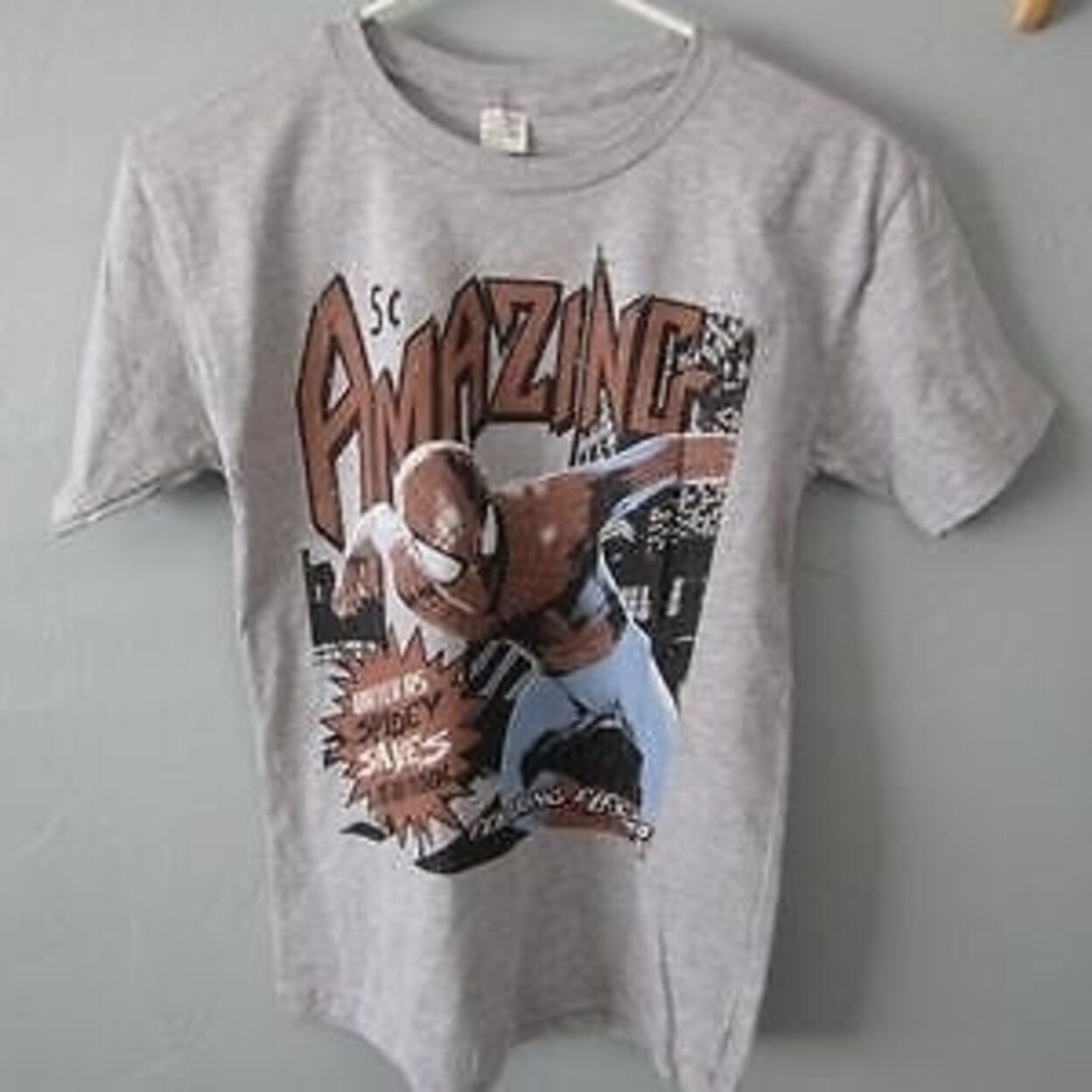 Shop Marvel Comics The Amazing Spiderman Youth M Medium Grey Shirt