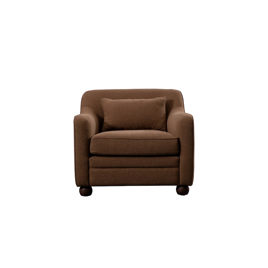 NADAAL STUDIOS Caelanor Accent Chair, Curved Back with Lumbar Cushion in C0 Performance Fabric, Rust