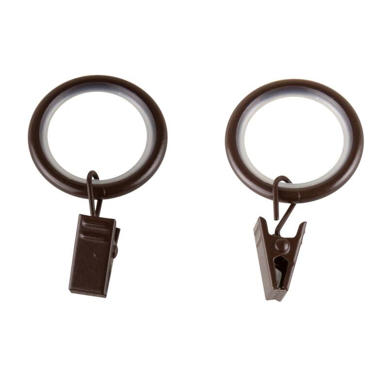 InStyleDesign 7/8 inch Noise-Canceling Curtain Rings w/Clip (Set of 10) - Cocoa