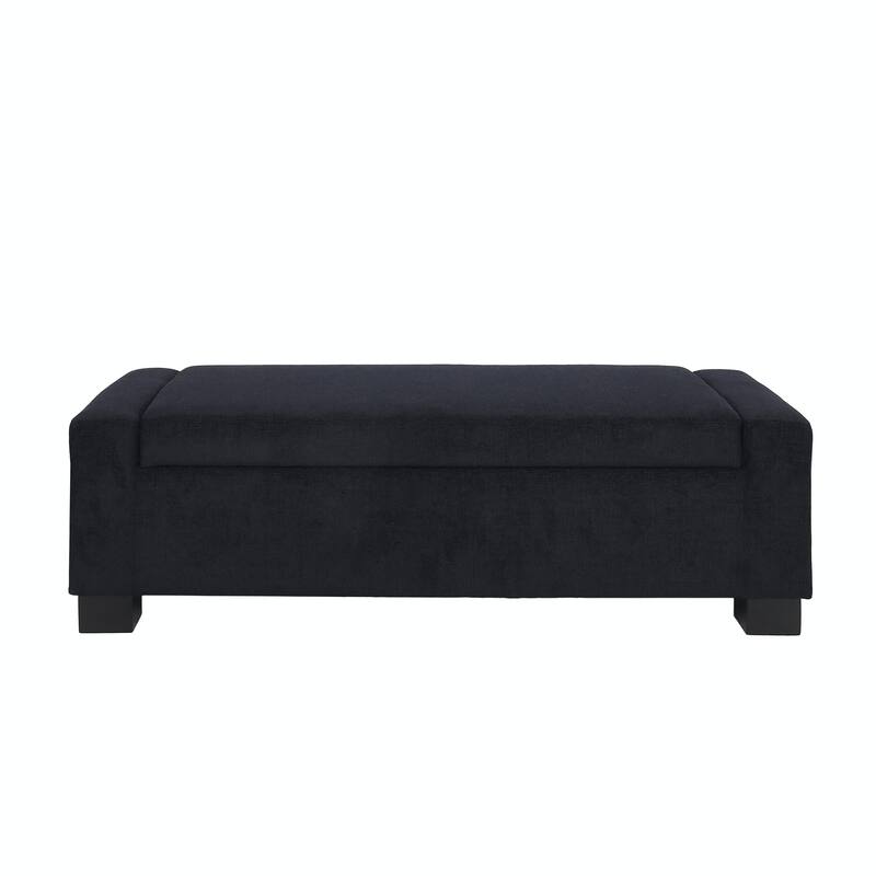 Rectangular Storage Ottoman - 50" Textured Fabric & Wood Base