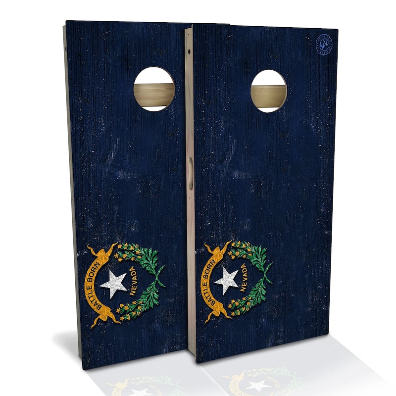Nevada Flag Outdoor Cornhole Board Set - All-Weather 2x4 - Include Hole Lights
