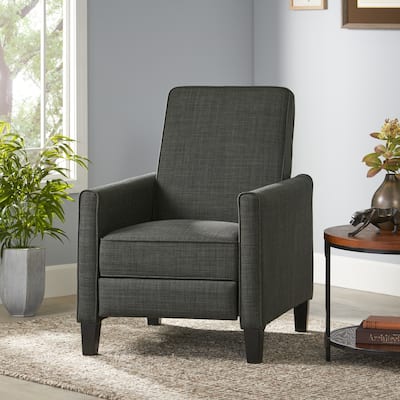 Dark Grey Linen Push Back Chair For Elegant Home Décor