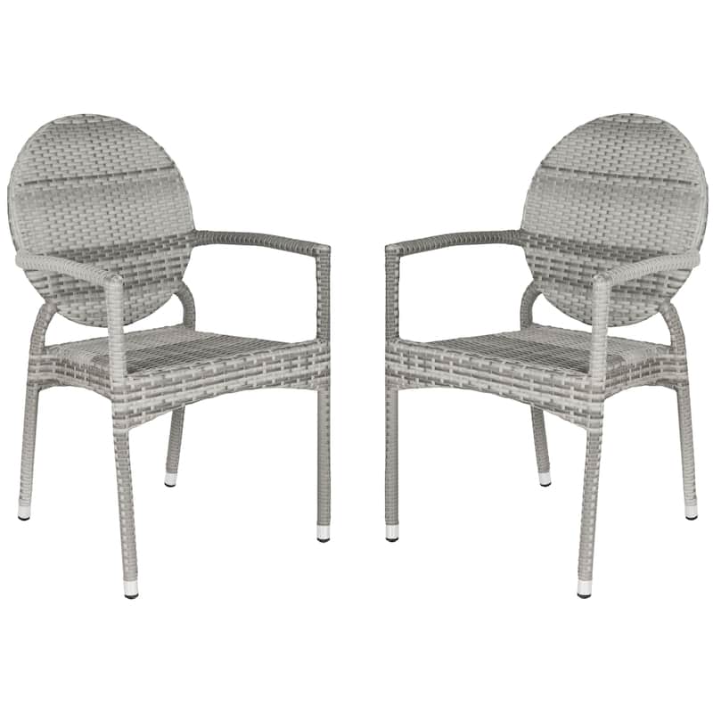 SAFAVIEH Eyrin Grey Indoor/Outdoor Stackable Chairs (Set of 2) - 21Wx22Dx35H