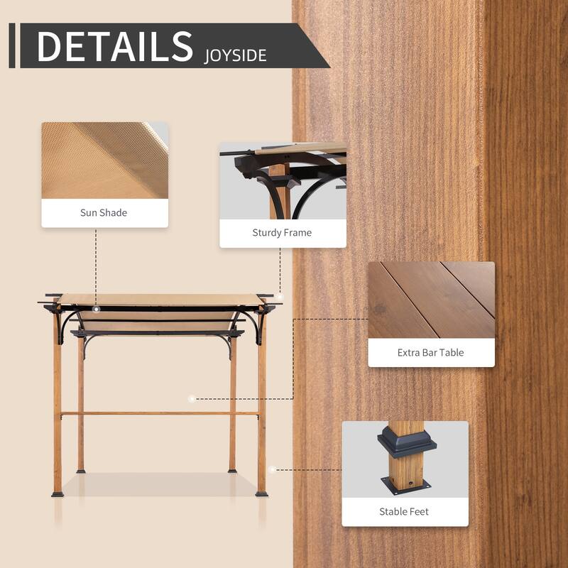 Cozywor 8.5 ft. x 13 ft. Outdoor Patio Metal Pergola with Shade Canopy