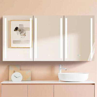 LED Bathroom Medicine Cabinet Double Door Lighted Medicine Cabinet