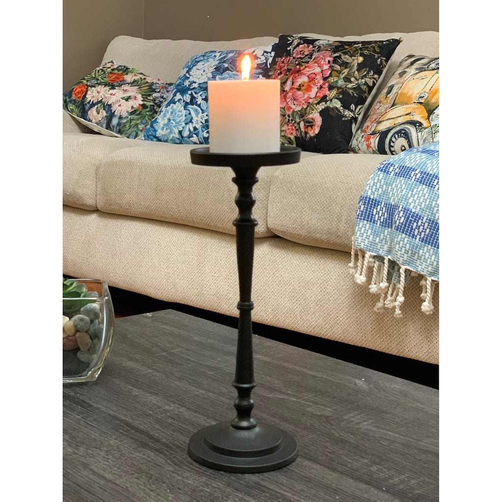 VIBHSA Pillar Candle Holder (Matte Black, 12")