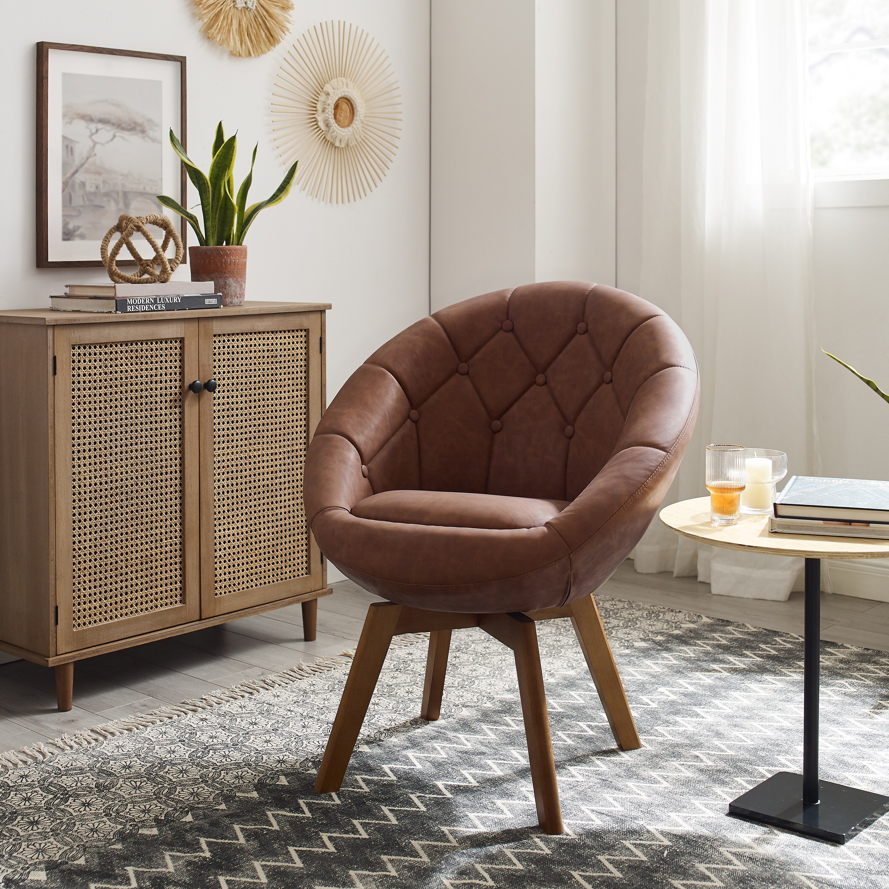 Carson carrington kallax velvet tufted round swivel hot sale accent chair