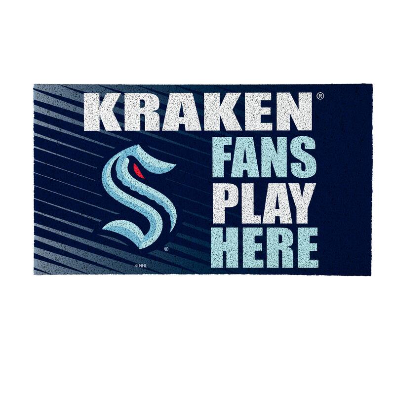 28 in. x 16 in. Seattle Kraken "Fans Play Here" PVC Door Mat