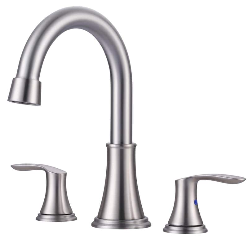 WOWOW 8 in. Widespread Double Handle Bathroom Faucet with Pop Up Drain - Brushed Nickel