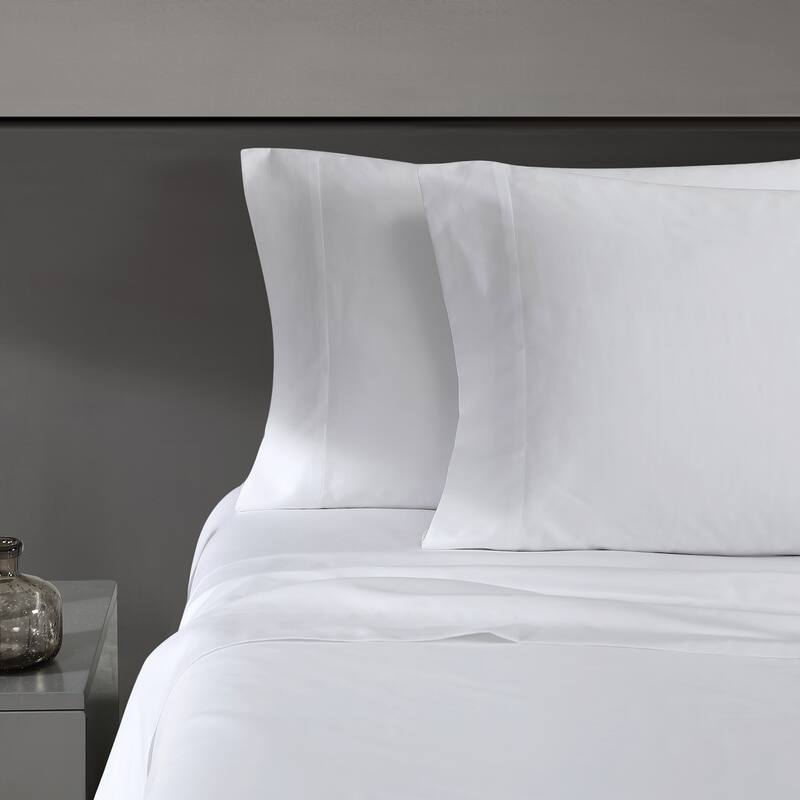 Vera Wang T800 Sateen Solid CVC Sheet Set - King - White