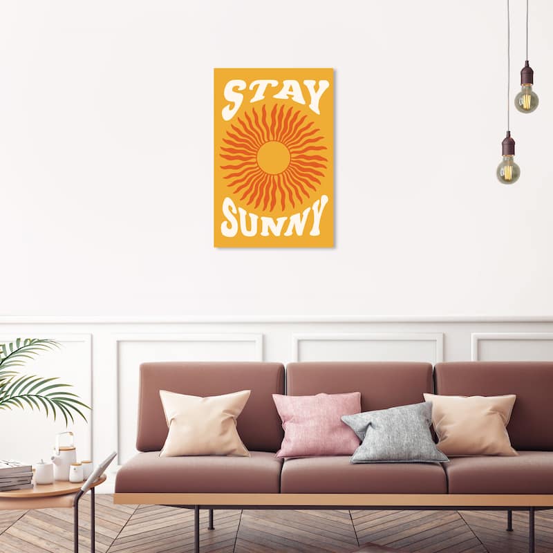 Wynwood Studio Canvas Typography and Quotes Stay Sunny Gold and Dark Orange Modern & Contemporary Wall Art Canvas Print