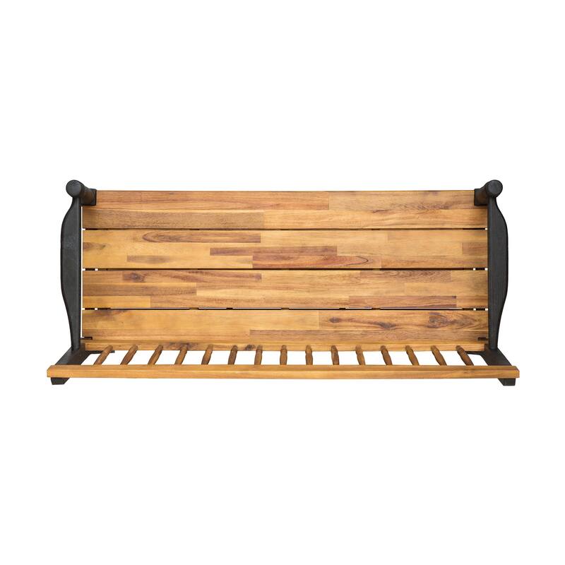 Lennon Acacia Wood Bench with Shelf by Christopher Knight Home