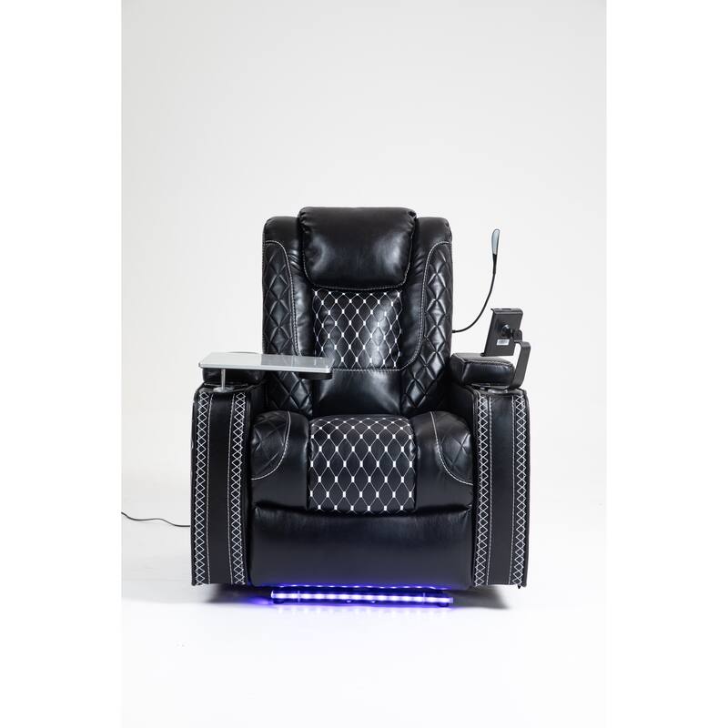 Leather Zero‑Gravity Recliner Chair with Infinite Position, LED & Cup Holders