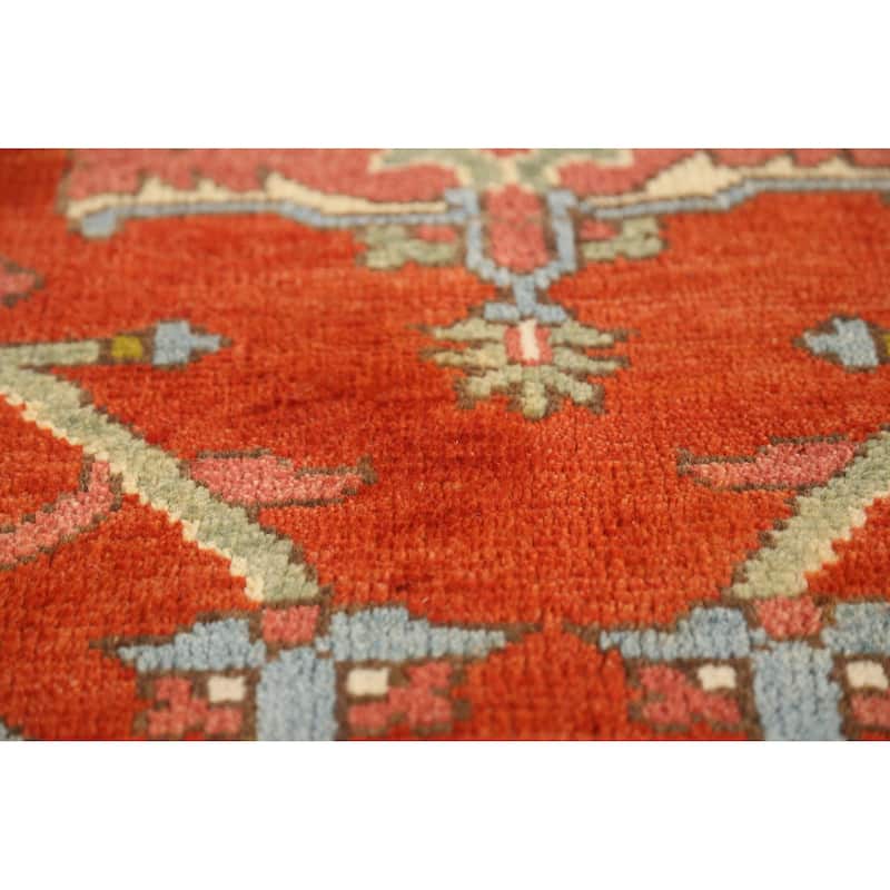 Medallion Heriz Serapi Area Rug Handmade Orange Wool Carpet - 8'11" x 11'10"