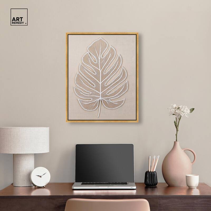 Linen Leaf II Canvas by Art Remedy