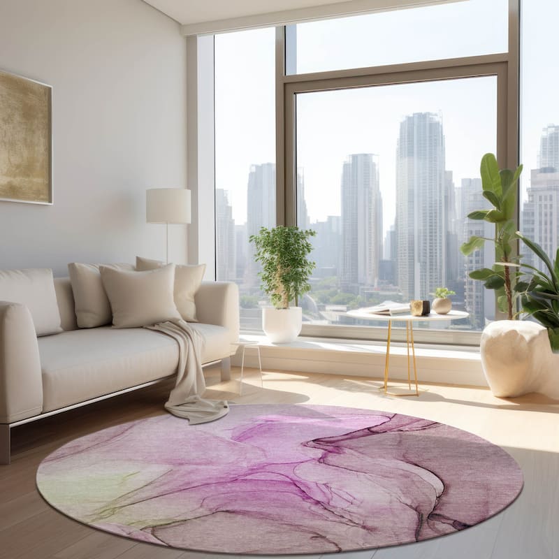 Gaz Modern Art-Inspired Weather Resistant Classic Meets Modern Outdoor Rug