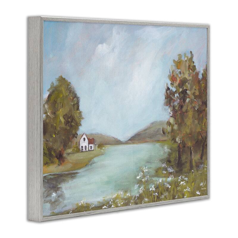 Stupell Distant Cottage Across River Framed Giclee Art Design By Amanda Hilburn