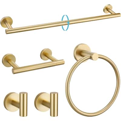(Brusehd Light Gold) 5-Piece Bathroom Hardware Set, 304 Brushed Stainless Steel, 24 Inch