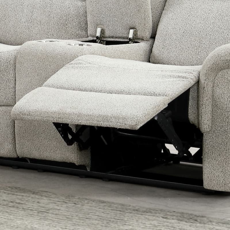 Furniture of America Gulid Modern 3-Piece Light Grey Padded Reclining Sofa Set