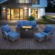 Option Brown Rattan - Blue Cushion