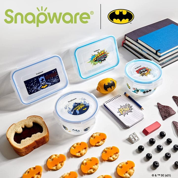 Snapware 8-Piece Non-Toxic Plastic Food Storage Containers Set, 4.6-Cup & 3-Cup, Batman