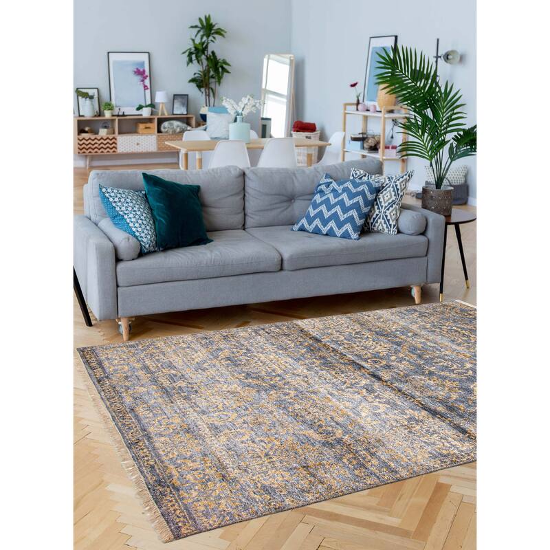 ECARPETGALLERY Hand-knotted Heritage Charcoal Silk Rug - 5'3 x 7'8