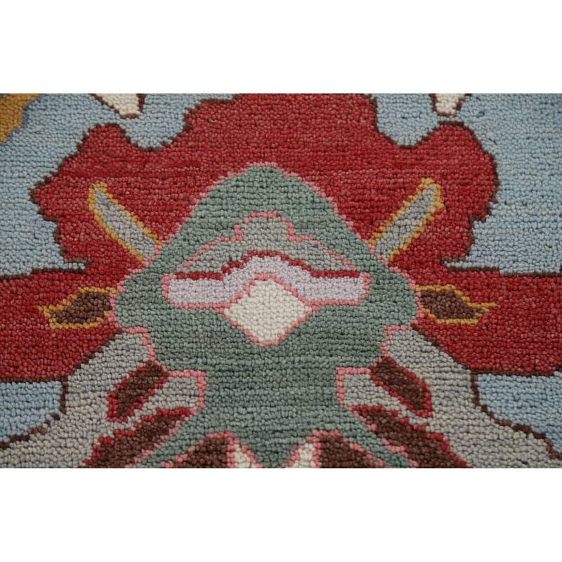 Light Blue Oushak Rug Hand-Knotted Oriental Wool Carpet - 9'2"x 11'8"