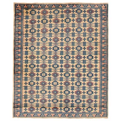 ECARPETGALLERY Hand-knotted Melis Vintage Cream Wool Rug - 5'2 x 6'3