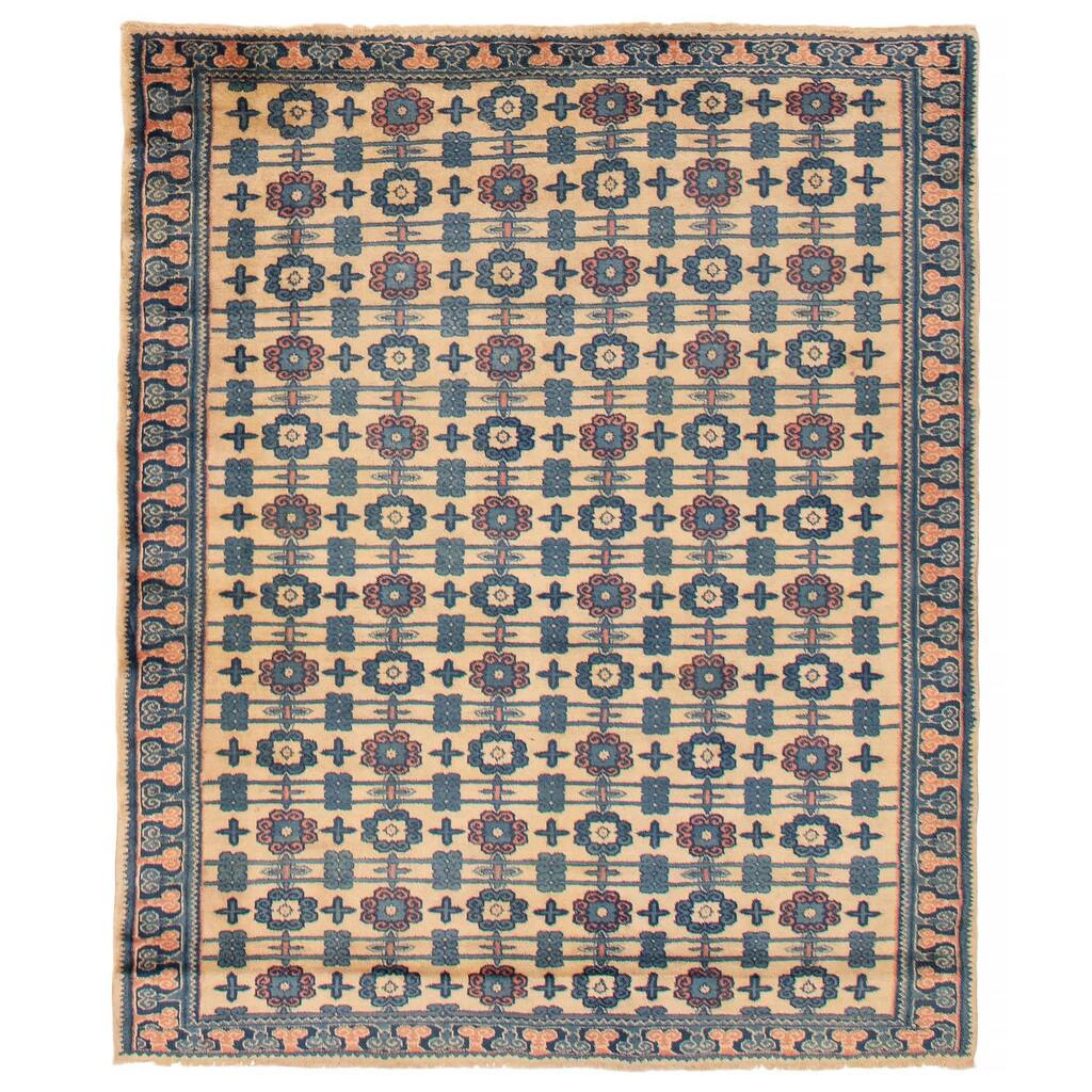 ECARPETGALLERY Hand-knotted Melis Vintage Cream Wool Rug - 5'2 x 6'3