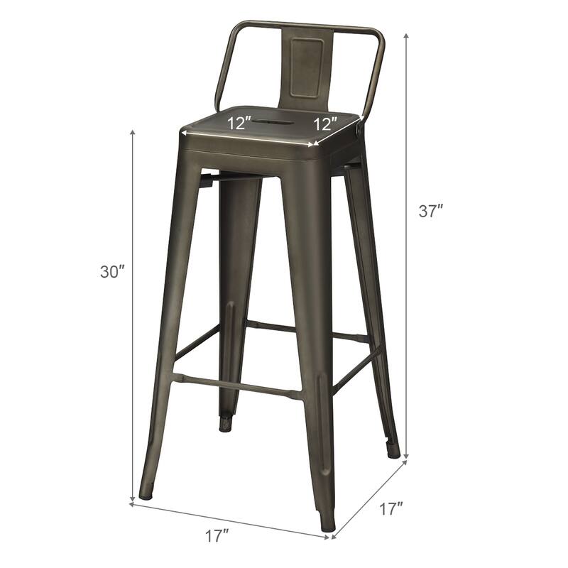 Costway Set of 4 Metal Bar Stools 30'' Bar Height Barstools Industrial