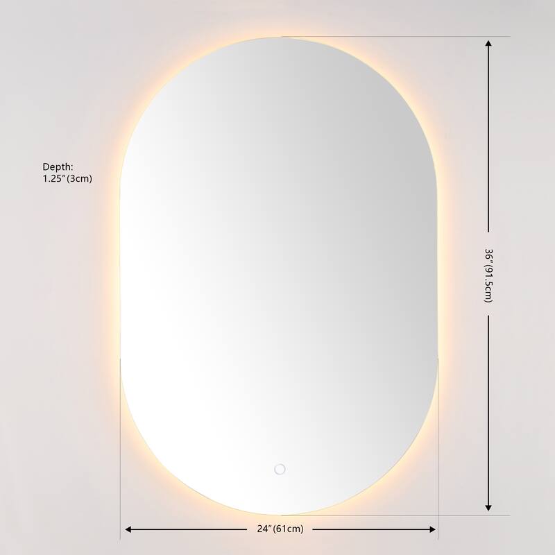 SAFAVIEH Daniele 36" Led Vanity Mirror - White - 24Wx1Dx36H